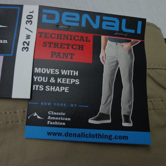 Denali Mens 32 x 30 Delta Khaki Technical Stretch Pants NEW - Picture 2 of 6